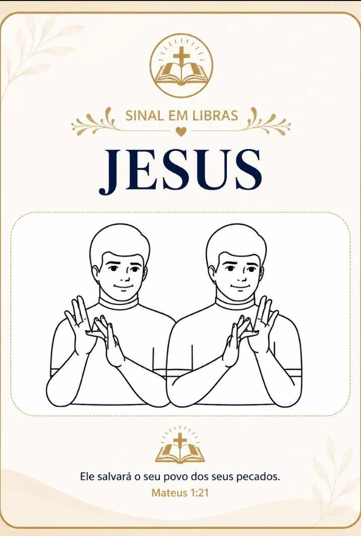 Cartaz sinal em Libras Jesus